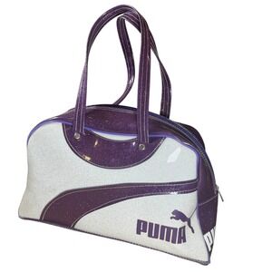 Puma Bowling Bag Women Medium Purple Silver Glitter Y2K Sparkle Handbag Vintage